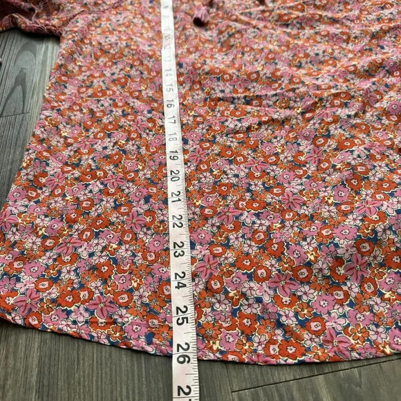 Sanctuary Women Tunic Blouse Top M Pink 100% Polyester Floral Long Sleeves - Picture 9 of 11